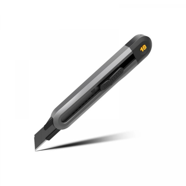 Нож строительный Deli HS EHT4018 18 мм, Soft Touch, черный
