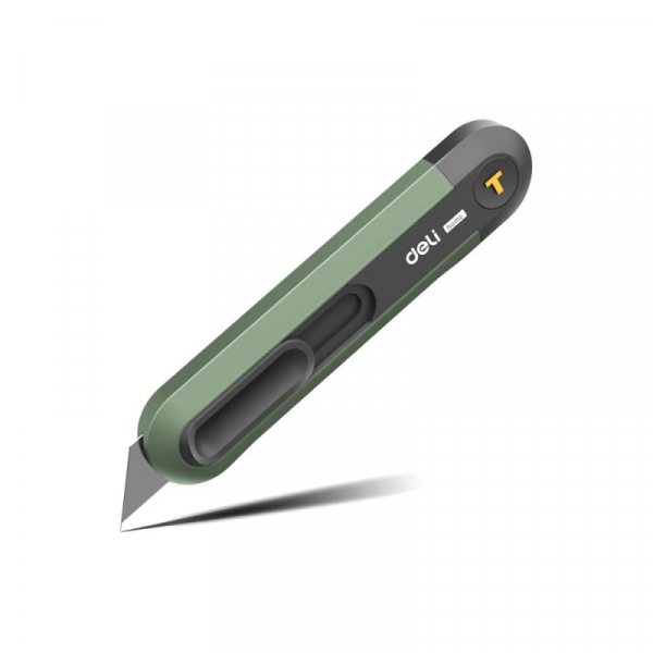 Нож строительный Deli HS EHT4008L 135x30 мм, трапеция, Soft Touch, зеленый
