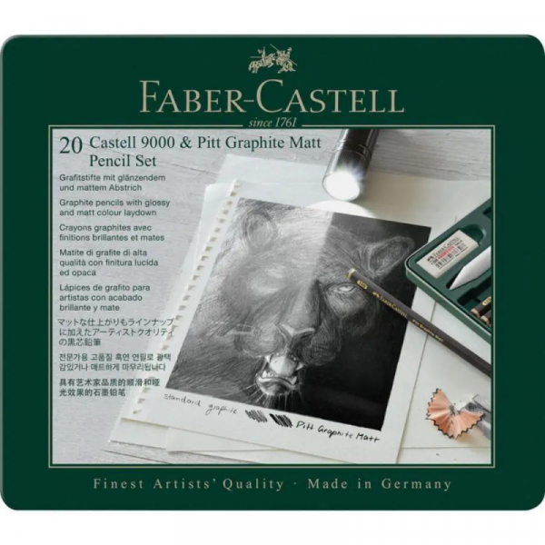 Карандаш чернографитный Castell 9000 20 шт в металлическом футляре Карандаш чернографитный Castell 9000 20 шт в металлическом футляре