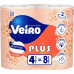 Бумага туалетная  Veiro Standart Plus, 4 рул, цв.белый, 2-сл.