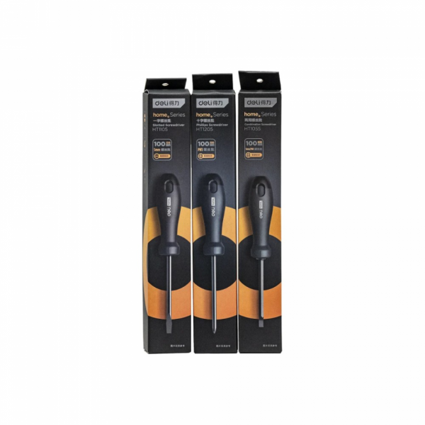 Отвертка Deli HS EHT1105 SL5*100 мм, Soft Touch, черный