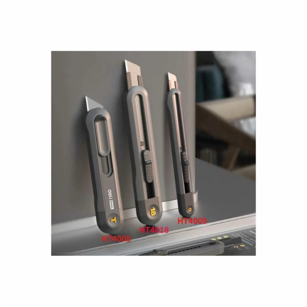 Нож строительный Deli HS EHT4009 9 мм, Soft Touch, черный