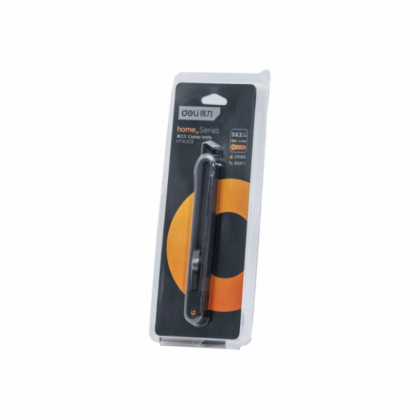 Нож строительный Deli HS EHT4009 9 мм, Soft Touch, черный