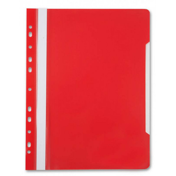 Папка-скоросшиватель Бюрократ -PS-P20RED A4 прозрач.верх.лист боков.перф. пластик красный 0.12/0.16