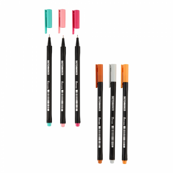 Ручка капиллярная Sketchmarker Artist fine pen Mid набор 6 шт.