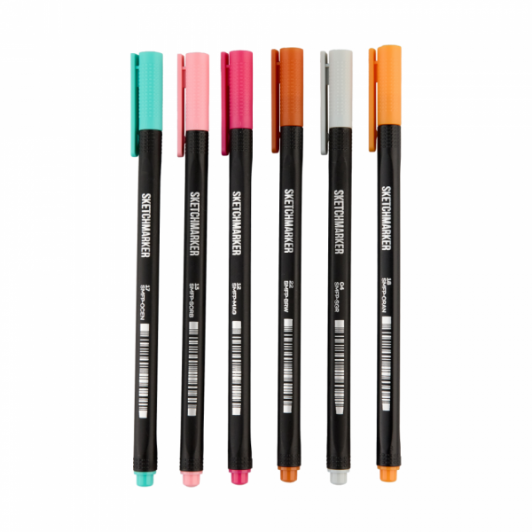 Ручка капиллярная Sketchmarker Artist fine pen Mid набор 6 шт.