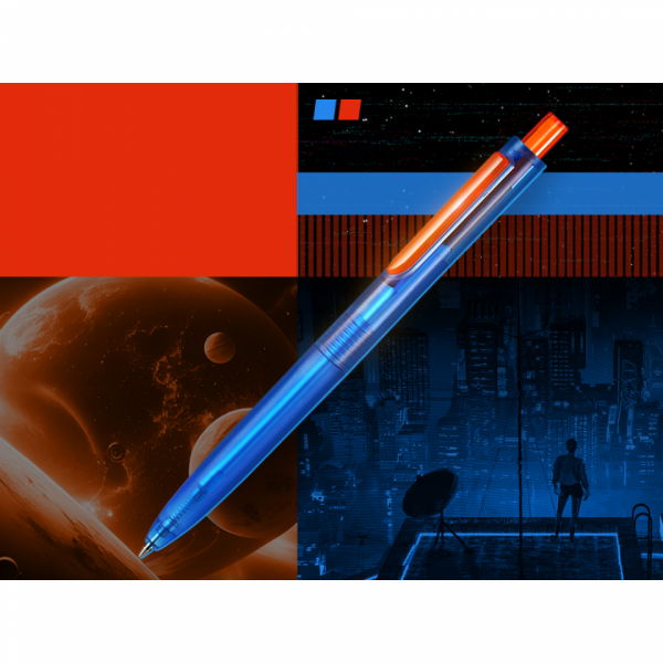 Ручка шарик/автомат Space Up Cyber 0,7 мм, пласт., синий/оранжевый, стерж. синий