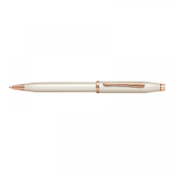 Ручка шарик/автомат Century II Pearlescent White Lacquer 0,7 мм, метал., подарочн. упак., жемчужный/розовое золото, стерж. черный