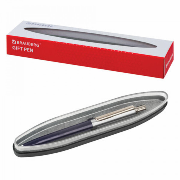 Ручка подарочная шариковая Brauberg Soprano корпус синий с серебристыми деталями, стержень синий Ручка подарочная шариковая Brauberg Soprano корпус синий с серебристыми деталями, стержень синий