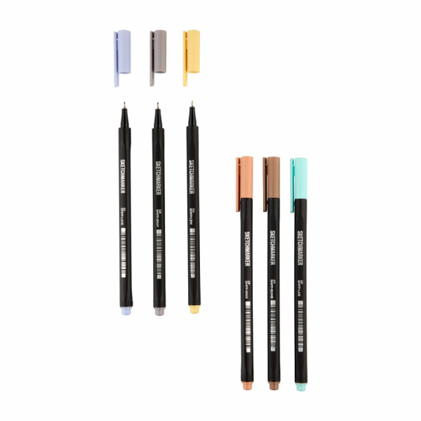 Ручка капиллярная Sketchmarker Artist fine pen Pastel набор 6 шт.