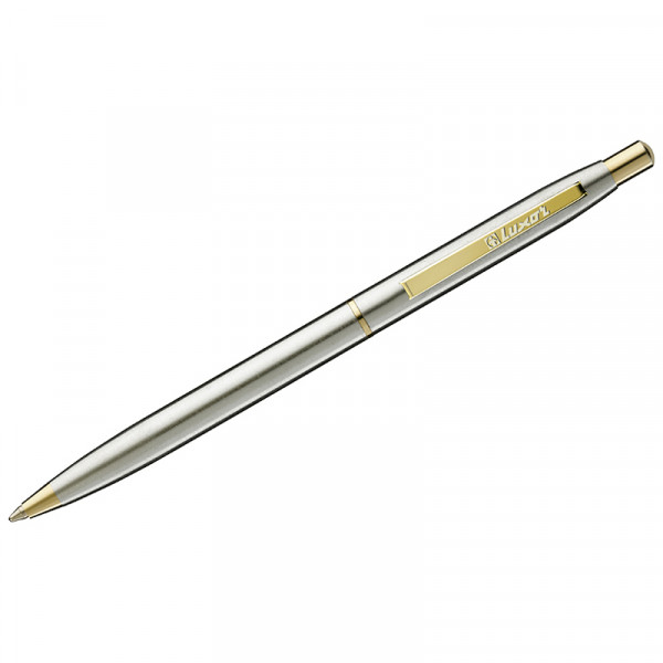 Ручка шариковая Luxor Sterling синяя, 1,0мм, корпус хром/золото, кнопочный механизм 8210