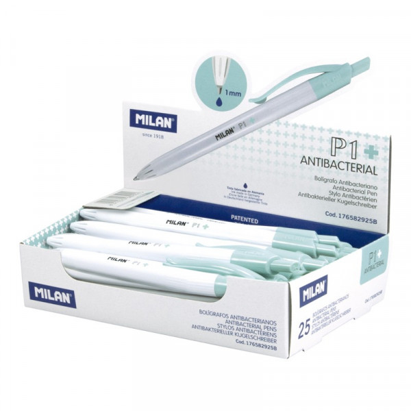 Ручка шариковая автоматическая Milan P1 Antibacterial синий, 1,0мм, арт. 176582925B Ручка шариковая автоматическая Milan P1 Antibacterial синий, 1,0мм, арт. 176582925B