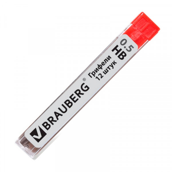Грифель 0,5 мм HB Brauberg Hi-Polymer 12 шт., в тубе