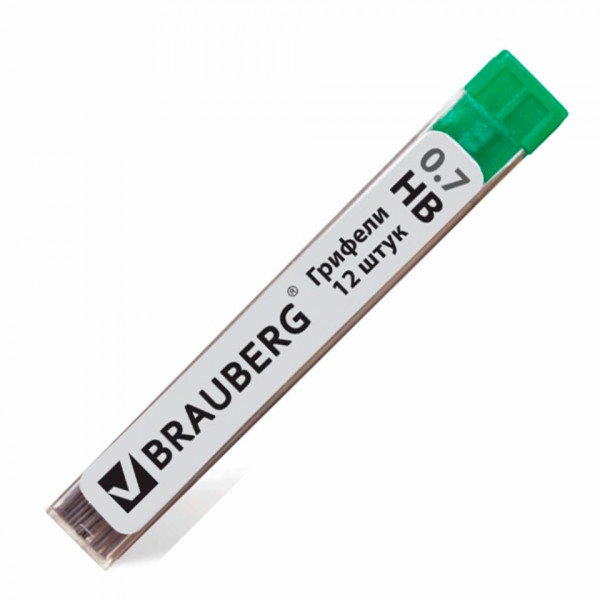 Грифель 0,5 мм HB Brauberg Hi-Polymer 12 шт., в тубе