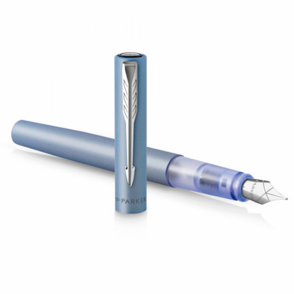 Ручка перьевая M Vector XL Silver Blue метал., подарочн. упак., серебристый, патрон синий