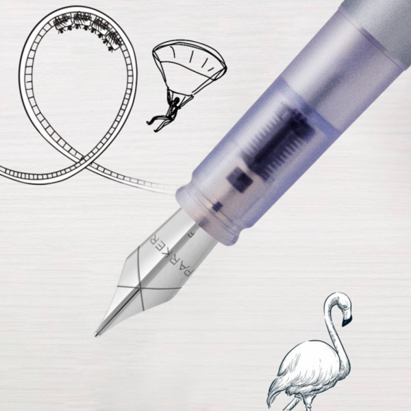 Ручка перьевая M Vector XL Silver Blue метал., подарочн. упак., серебристый, патрон синий