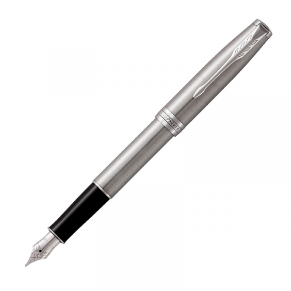 Ручка перьевая F Parker Sonnet Core Stainless Steel CT метал., подарочн. упак., серебристый, патрон черный