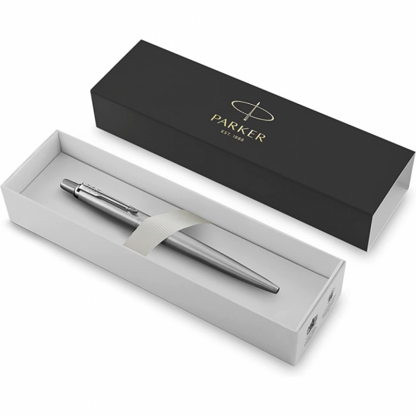 Ручка шарик/автомат Jotter Stainless Steel 1 мм, метал., подарочн. упак., серебристый, стерж.синий