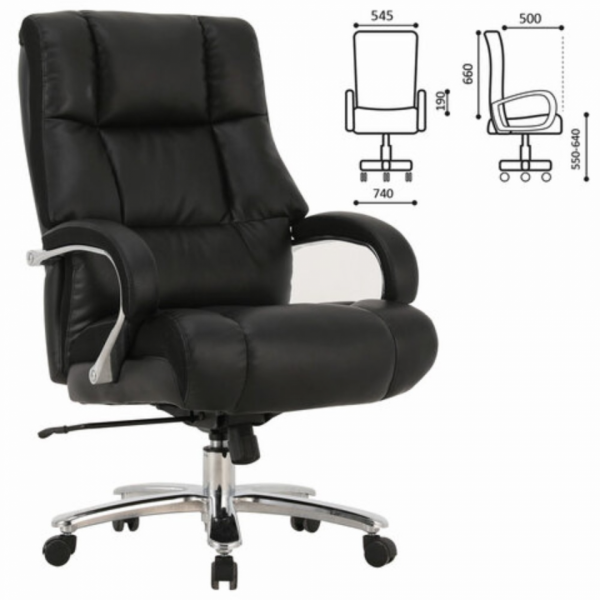 Кресло д/руководителя BRABIX PREMIUM Bomer HD-007 экокожа, черный, крестов. хром 