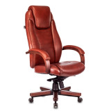Кресло д/руководителя Бюрократ T-9923WALNUT нат. кожа, св.-коричневый, крестов. металл/дерево Кресло д/руководителя Бюрократ T-9923WALNUT нат. кожа, св.-коричневый, крестов. металл/дерево