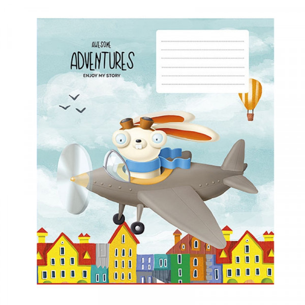 Тетрадь А5 12 л., клет. Awesome adventures скоба сбоку, обл. карт., ассорти