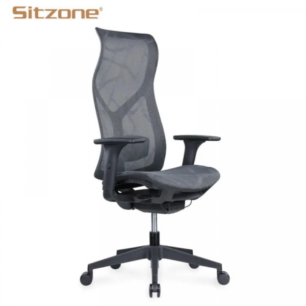 Кресло д/руководителя SitZone CH-283A-P1 сетка, черный, крестов. пластик, регулир. подлокотн., слайдер 