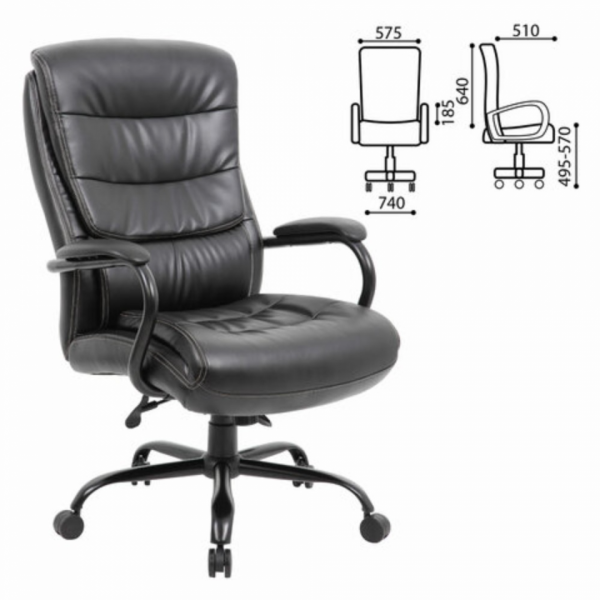 Кресло д/руководителя BRABIX PREMIUM Heavy Duty HD-004 экокожа, черный, крестов. металл 