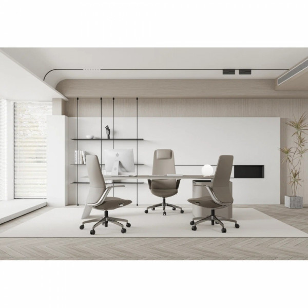 Кресло д/руководителя SitZone CH-515A нат. кожа, черный, крестов. алюминий