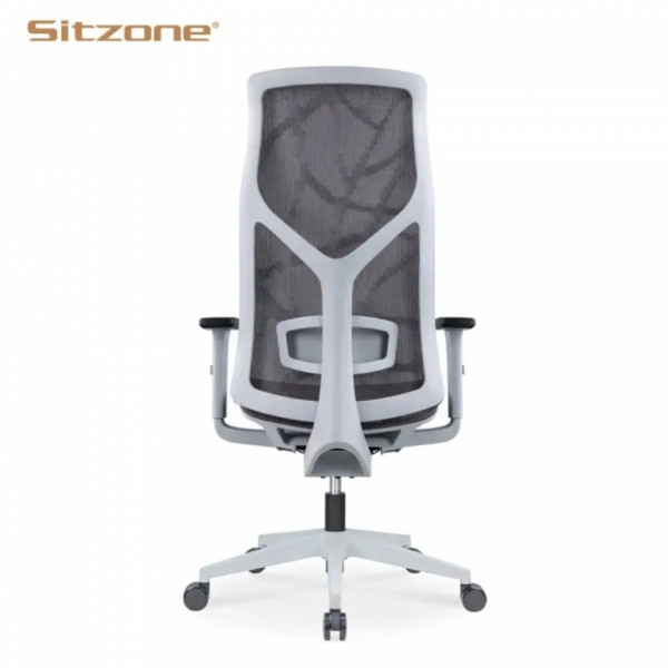 Кресло д/руководителя SitZone CH-283A-HS-P1 сетка, серый, крестов. пластик, корпус белый, регулир. подлокотн., слайдер 
