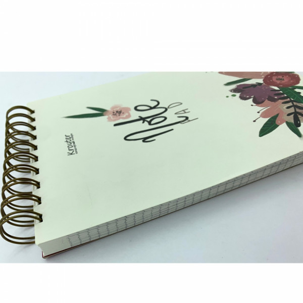 Блокнот А5, 120 л. в клетку Flowers спираль сверху, обл. картон, ассорти