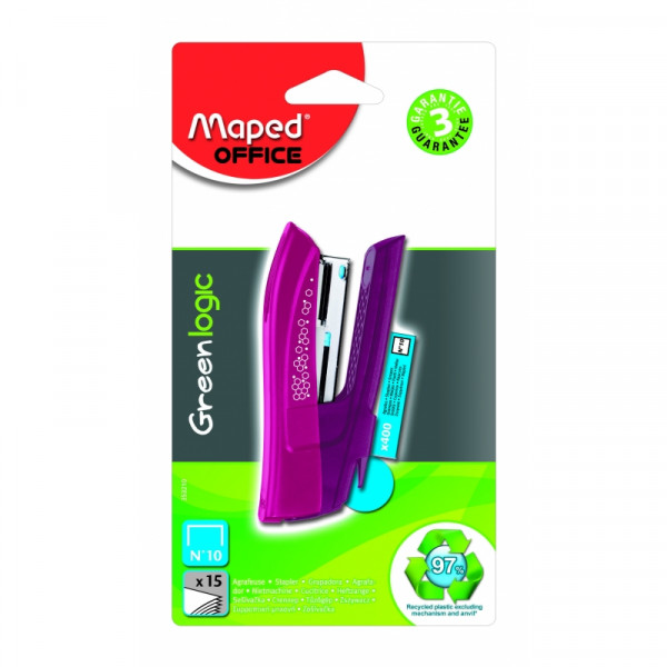 Скобосшиватель 15 л. Greenlogic Pocket №10 + скоба, серебристый, блистер