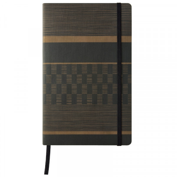 Блокнот А5 130*210 мм., 120 л., тонир., в клетку Tatami Dark Espresso обл. искусств. матер., на резинке, т.-коричневый/черный