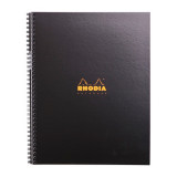 Блокнот А4+, 80 л., в клетку Rhodia спираль сбоку, микроперфорац., черный