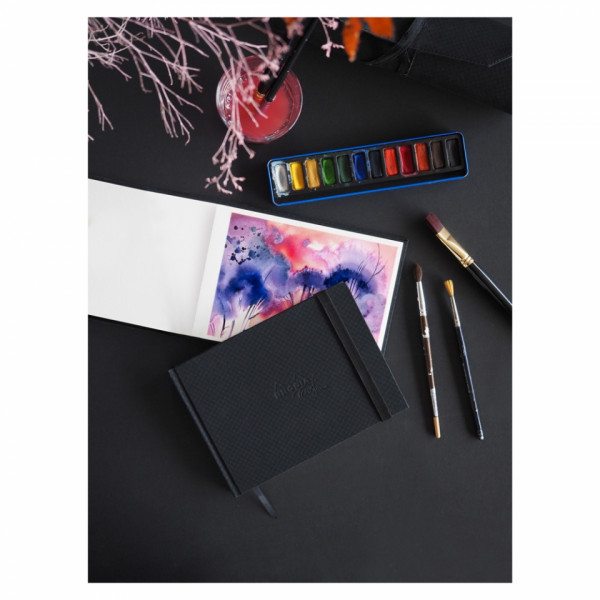 Скетчбук Rhodia Touch 10,5*14,8 см, 300г/м2 , 20л, 100 хлопок, хол. пресс,  черный