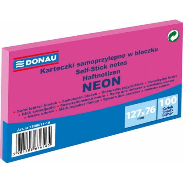 Бумага д/з на кл. осн. 76*127 мм Donau Neon 100 л., зеленый неон