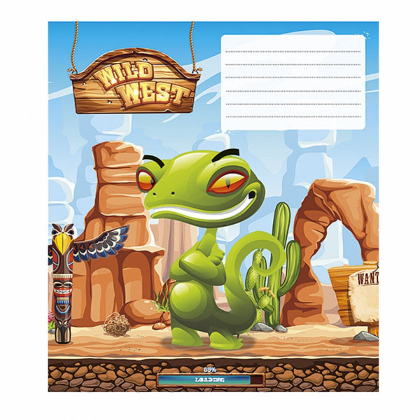 Тетрадь А5 12 л., клет. Fun games скоба сбоку, обл. карт., ассорти