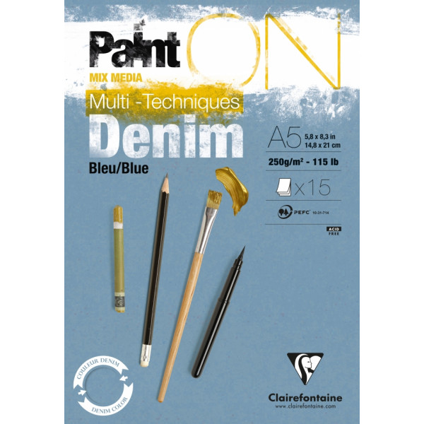 Блок-склейка Paint'On А4, 250г/м2, 15л, синяя бум.