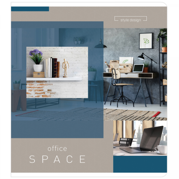 Тетрадь А5 60 л., клет. Офис. Office space скоба сбоку, обл. карт., ассорти