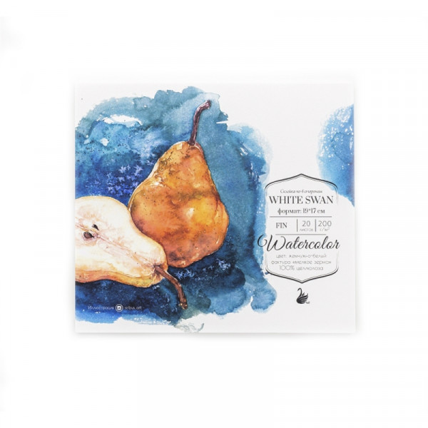 Блок-склейка бумаги для акварели White swan хол. пресс, 19*17 см, 200 г/м2, 20 л.