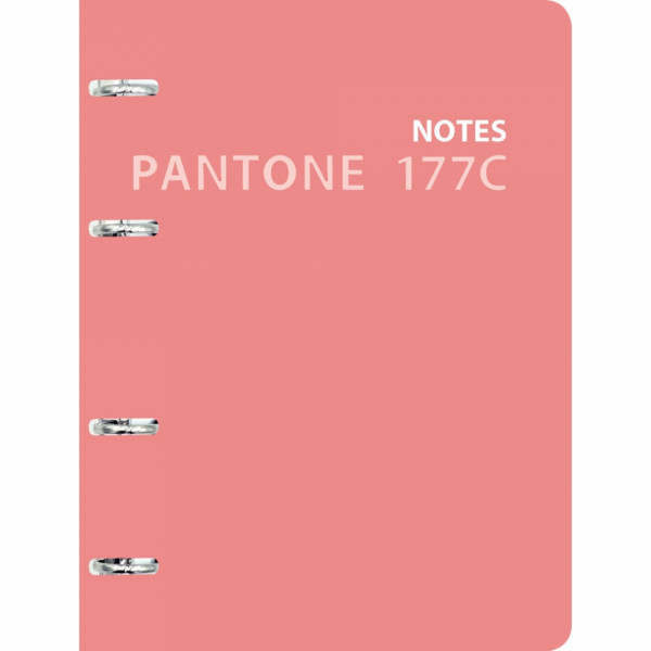 Тетрадь А5 120 л., клет. Pantone line. No. 6 на кольцах,  обл. карт., мат.ламинация+пантонная печать, розовый