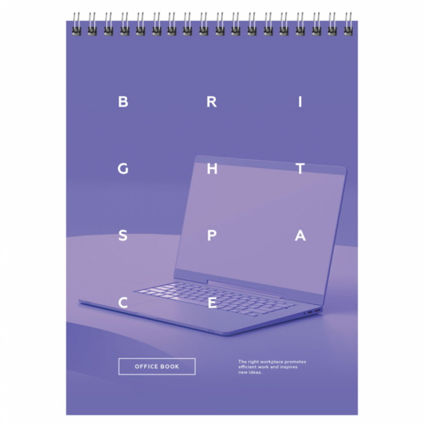 Блокнот А5 148*200 мм, 60 л., в клетку Office book спираль сверху, обл. карт., ассорти
