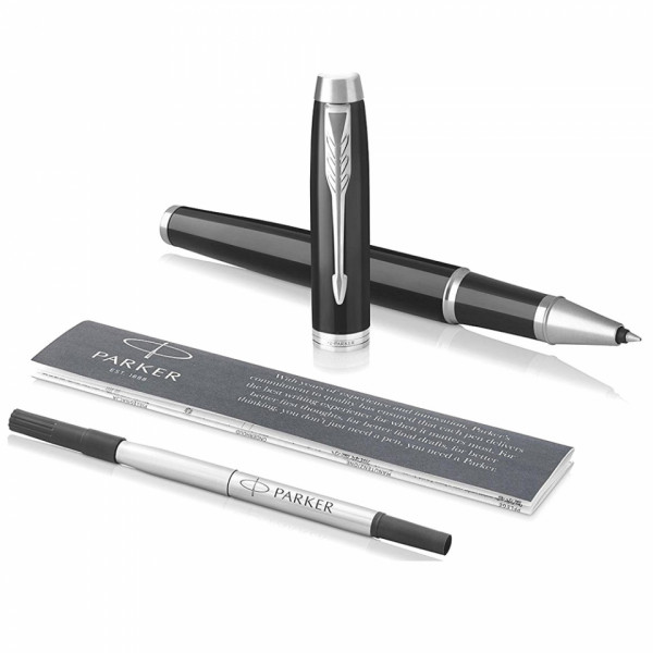 Ручка роллер IM Black Lacquer CT 0,5 мм, метал., подарочн. упак., черный/серебристый, стерж. черный