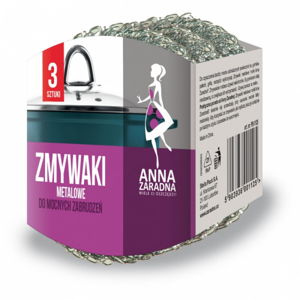 Губка для посуды металлическая Anna Zaradna спиральная d7,5см 3шт/упак