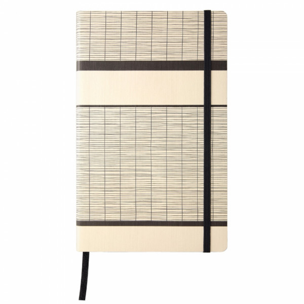 Блокнот А5 130*210 мм., 120 л., тонир., в клетку Tatami Beige Cappuccino обл. искусств. матер., на резинке, бежевый/черный