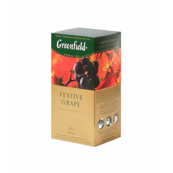 Чайный напиток Greenfield 25 пак*1,5 гр., черный, со вкусом и аром. винограда, Festive Grape