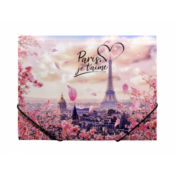 Папка на резинках 15 мм. Take me to Paris пласт.