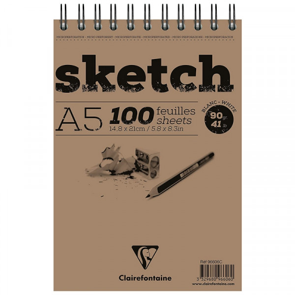 Скетчбук Sketch А5, 90г/м2, 100л., спираль