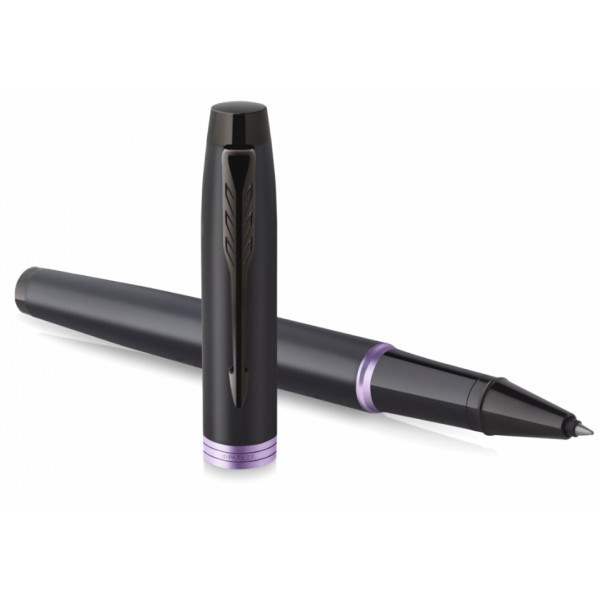 Ручка роллер IM Vibrant Rings T315 Amethyst Purple PVD 0,5 мм, метал., подарочн. упак., черный/фиолетовый, стерж. черный