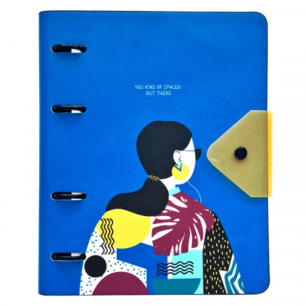 Тетрадь А5 120 л., клет. Indigo на кольцах, гибк. обл. кожзам., на кнопке, синий Тетрадь А5 120 л., клет. Indigo на кольцах, гибк. обл. кожзам., на кнопке, синий
