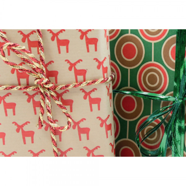 Бумага декоративная в рулоне Kraft Christmas assortment 2*0,7 м, ассорти